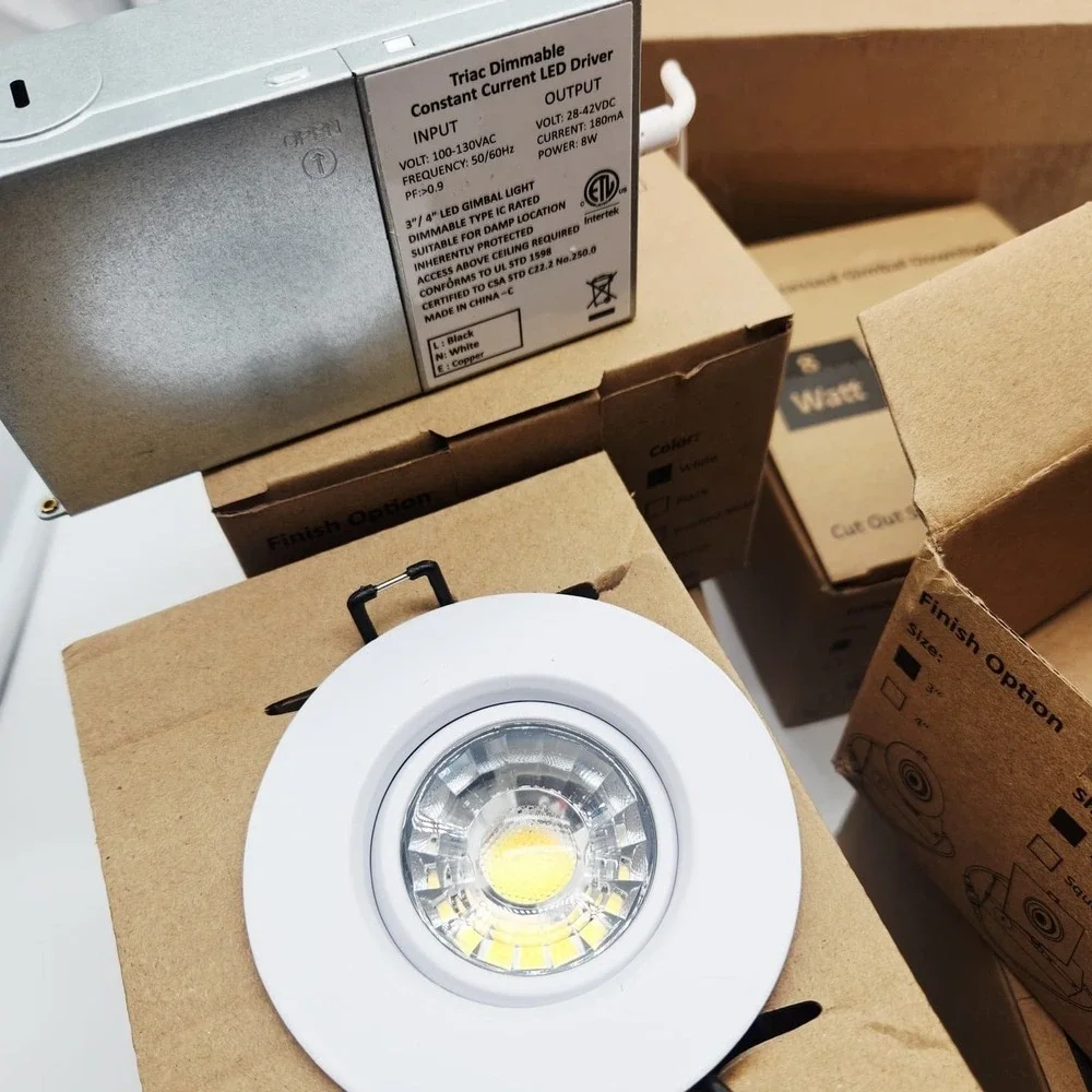 POPANU 3 Inch LED Recessed Gimbal Downlight 8W Dimmable 5 CCT White 6 Pack